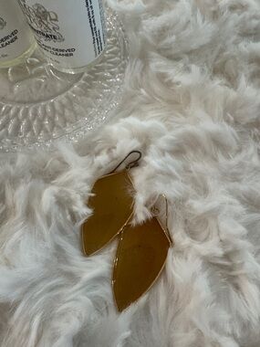 Leaf-Shaped Amber Drop Earrings